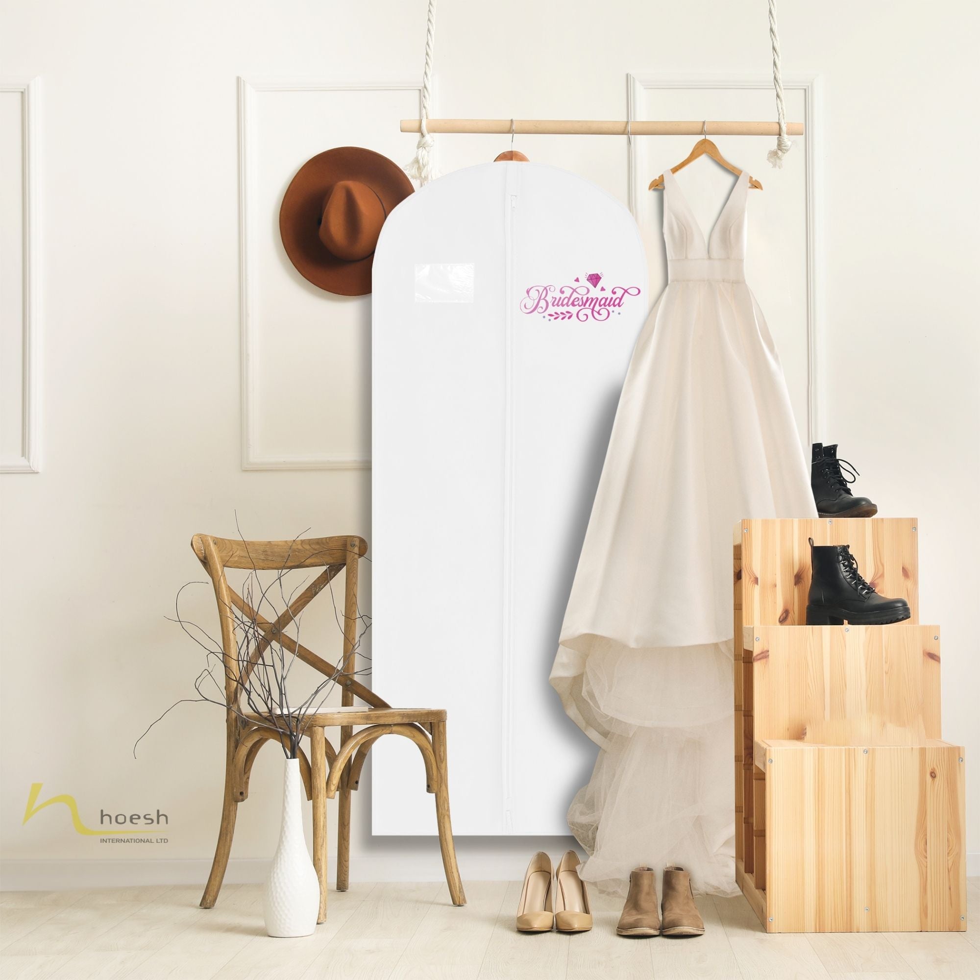 Hoesh UK Printed Bridesmaid Dress Bag | Long Dress Covers for Bride & Bridesmaids