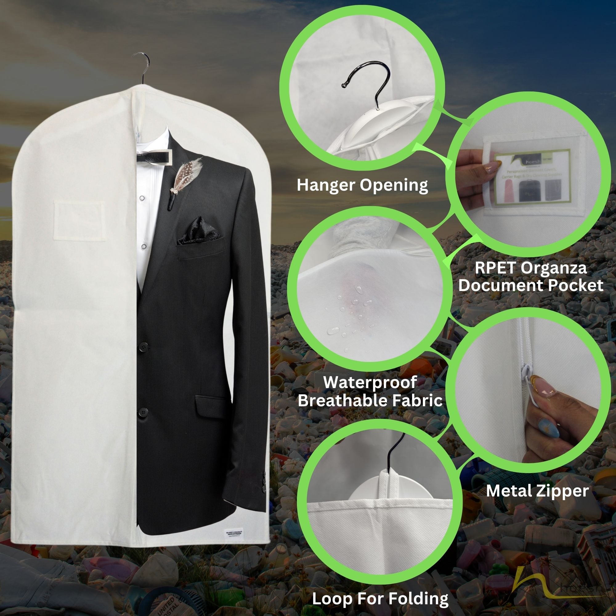 Eco-Friendly Suit Cover 40" & 54" | Sustainable Garment Bag for Men's Suits, Shirts & Formal Wear | Durable, Breathable Protection | Recycled Materials