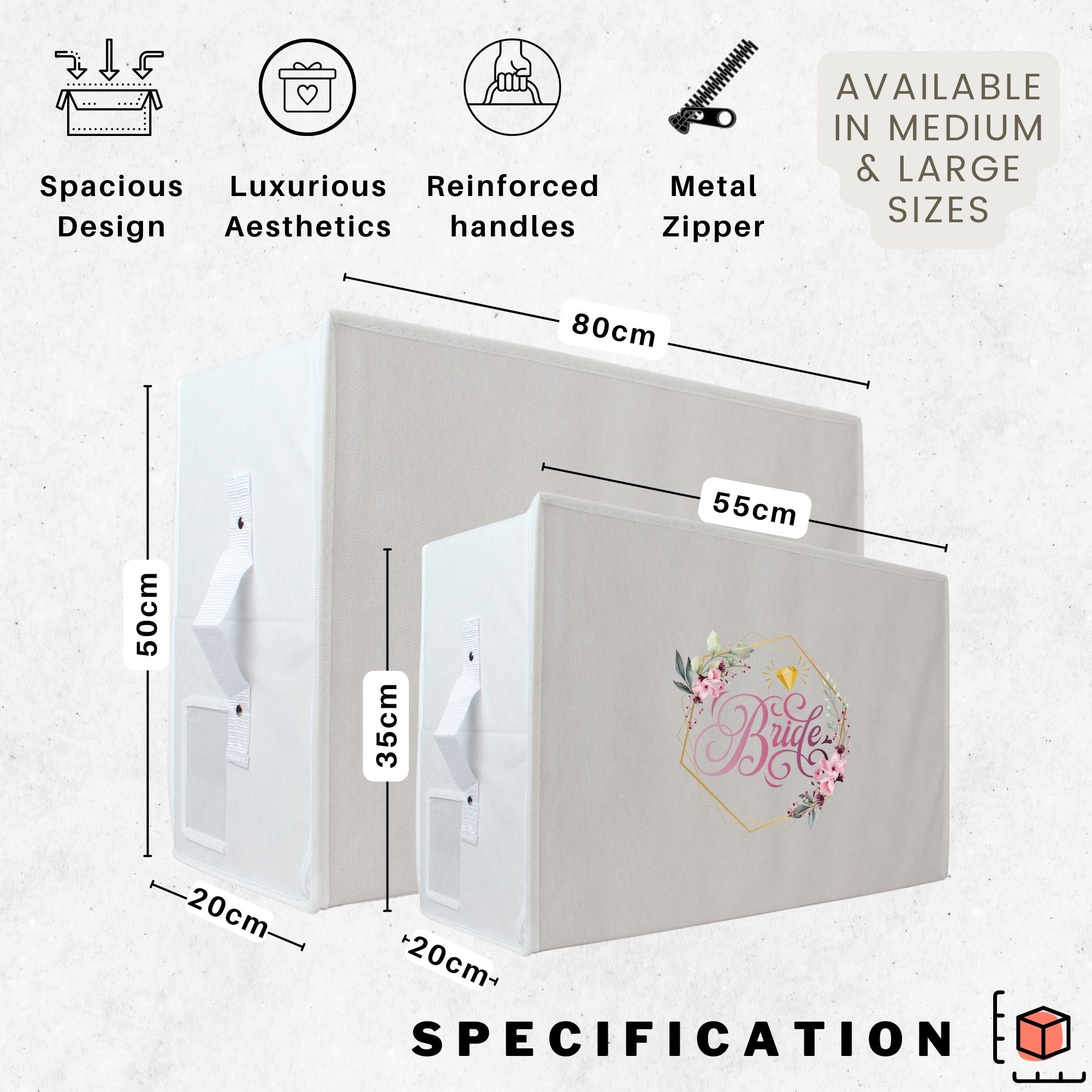 Hoesh UK Bridal Gown Garment Storage Box - Printed Wedding Dress Storage Box With The Bride