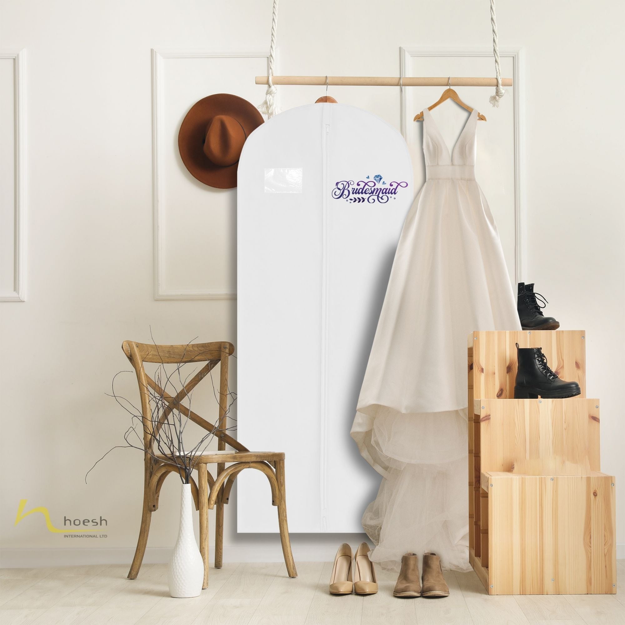 Hoesh UK Printed Bridesmaid Dress Bag | Long Dress Covers for Bride & Bridesmaids