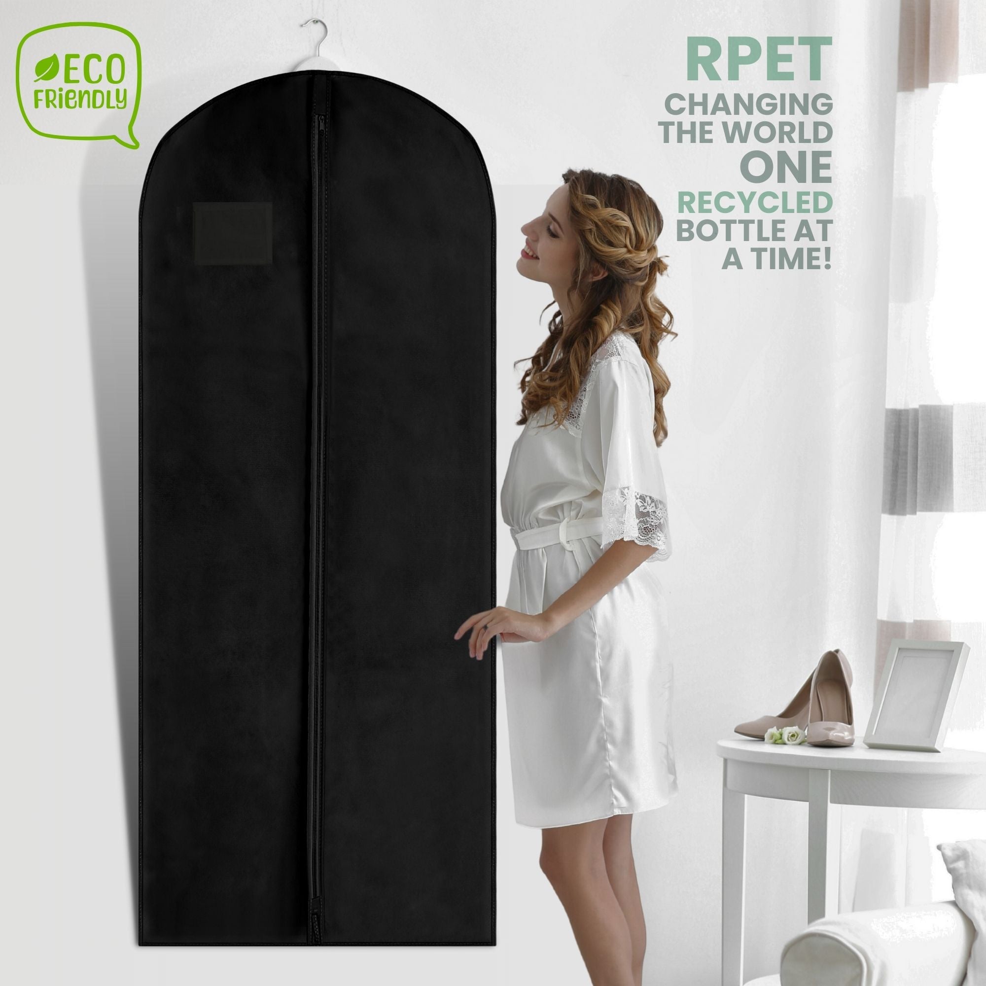 Sustainable Bridesmaid Dress Bag - Eco-Friendly Gown Storage Cover Made from Recycled Plastic Bottles