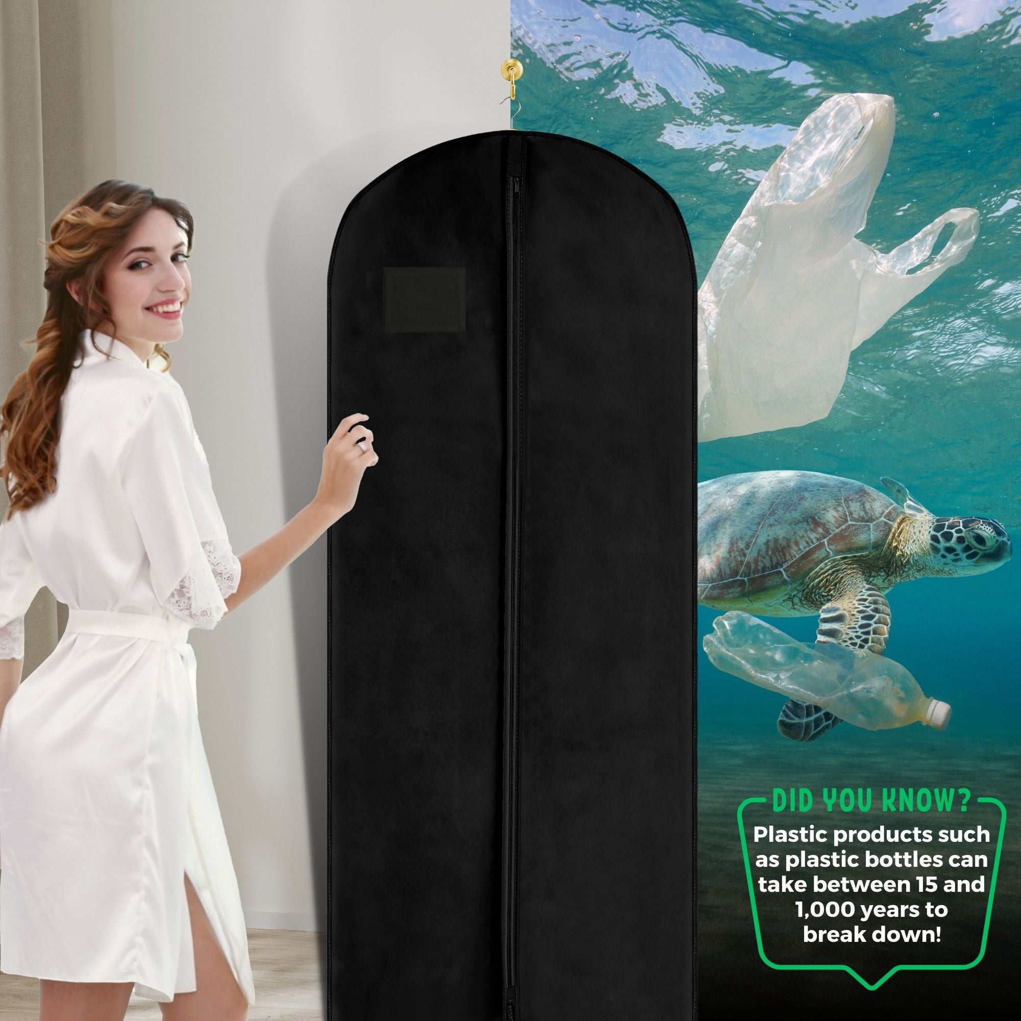 Sustainable Bridesmaid Dress Bag - Eco-Friendly Gown Storage Cover Made from Recycled Plastic Bottles