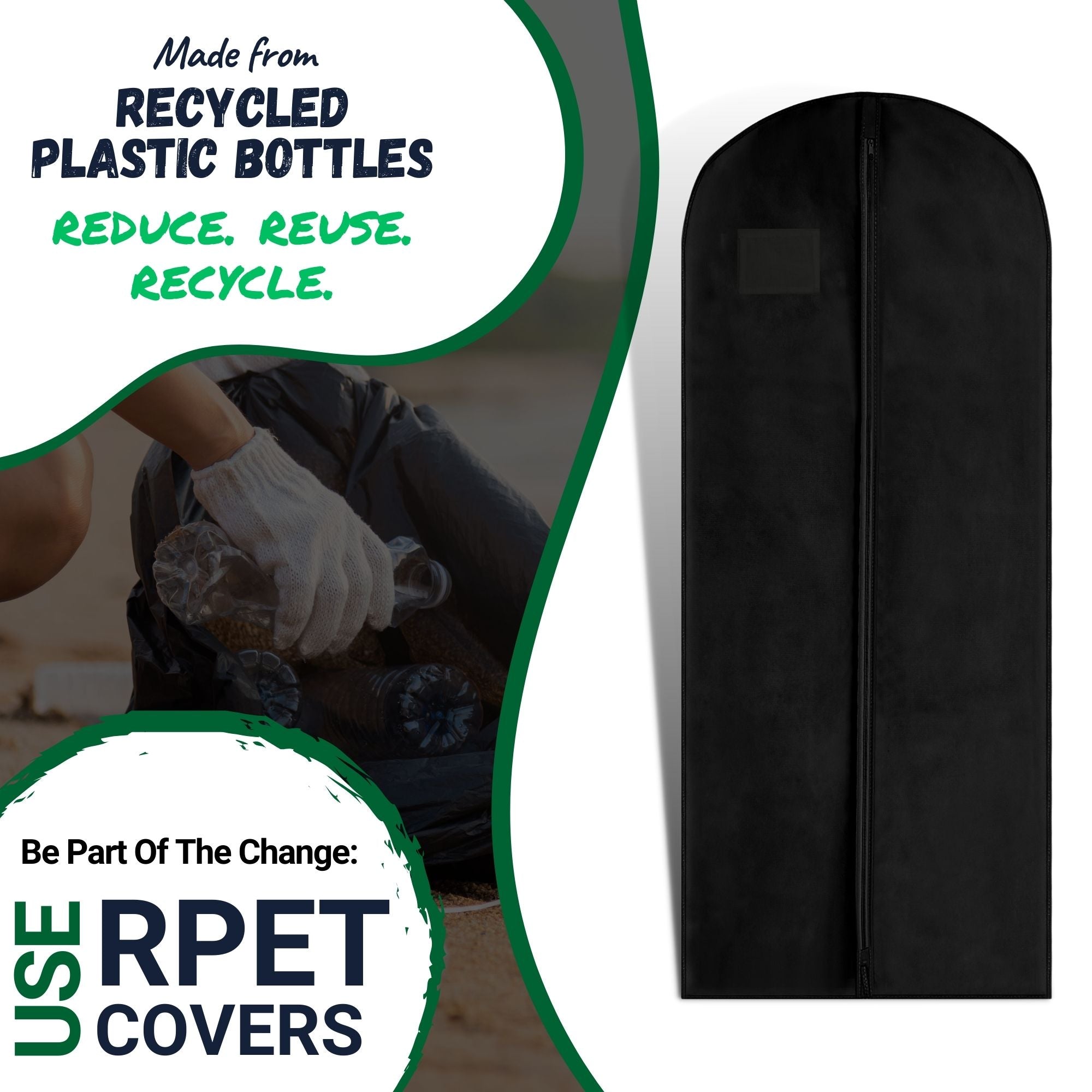 Sustainable Bridesmaid Dress Bag - Eco-Friendly Gown Storage Cover Made from Recycled Plastic Bottles