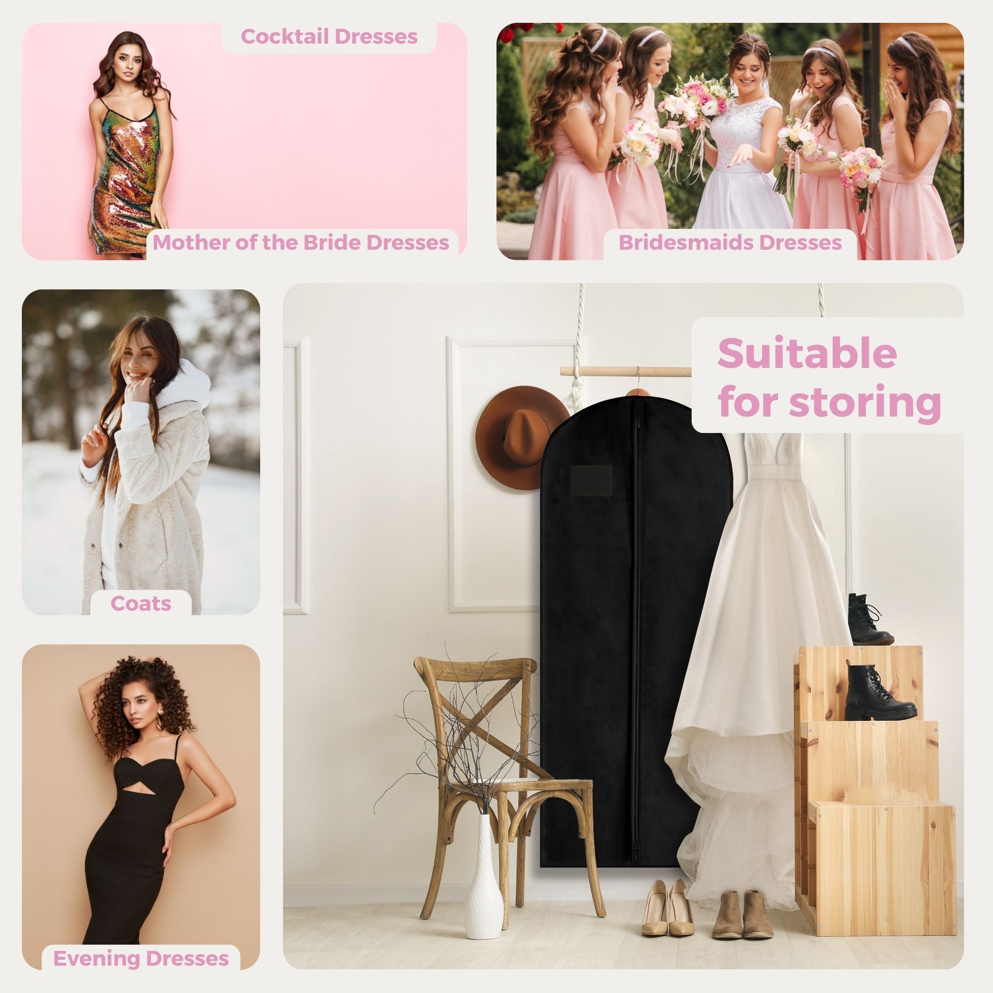 Sustainable Bridesmaid Dress Bag - Eco-Friendly Gown Storage Cover Made from Recycled Plastic Bottles