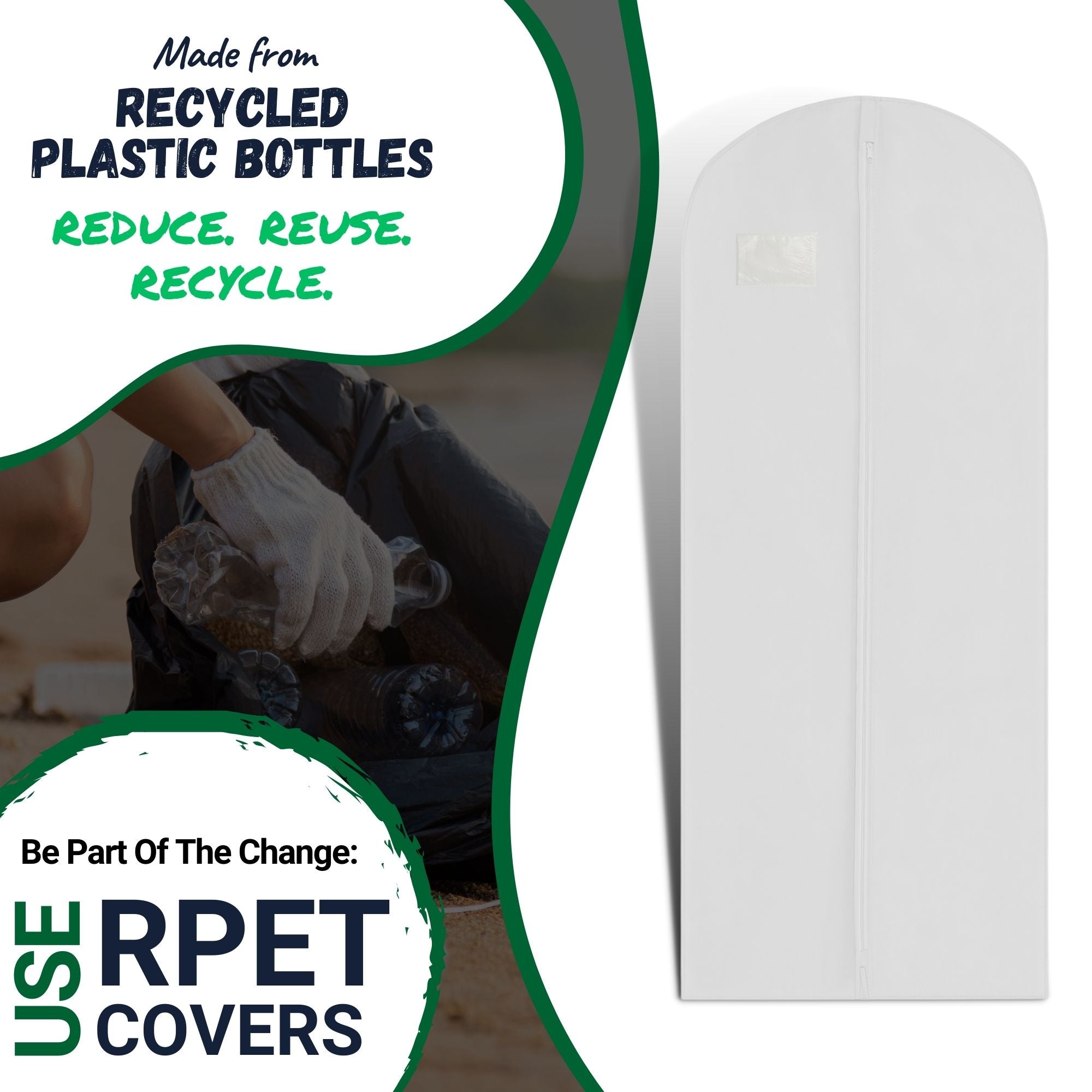 Sustainable Bridesmaid Dress Bag - Eco-Friendly Gown Storage Cover Made from Recycled Plastic Bottles