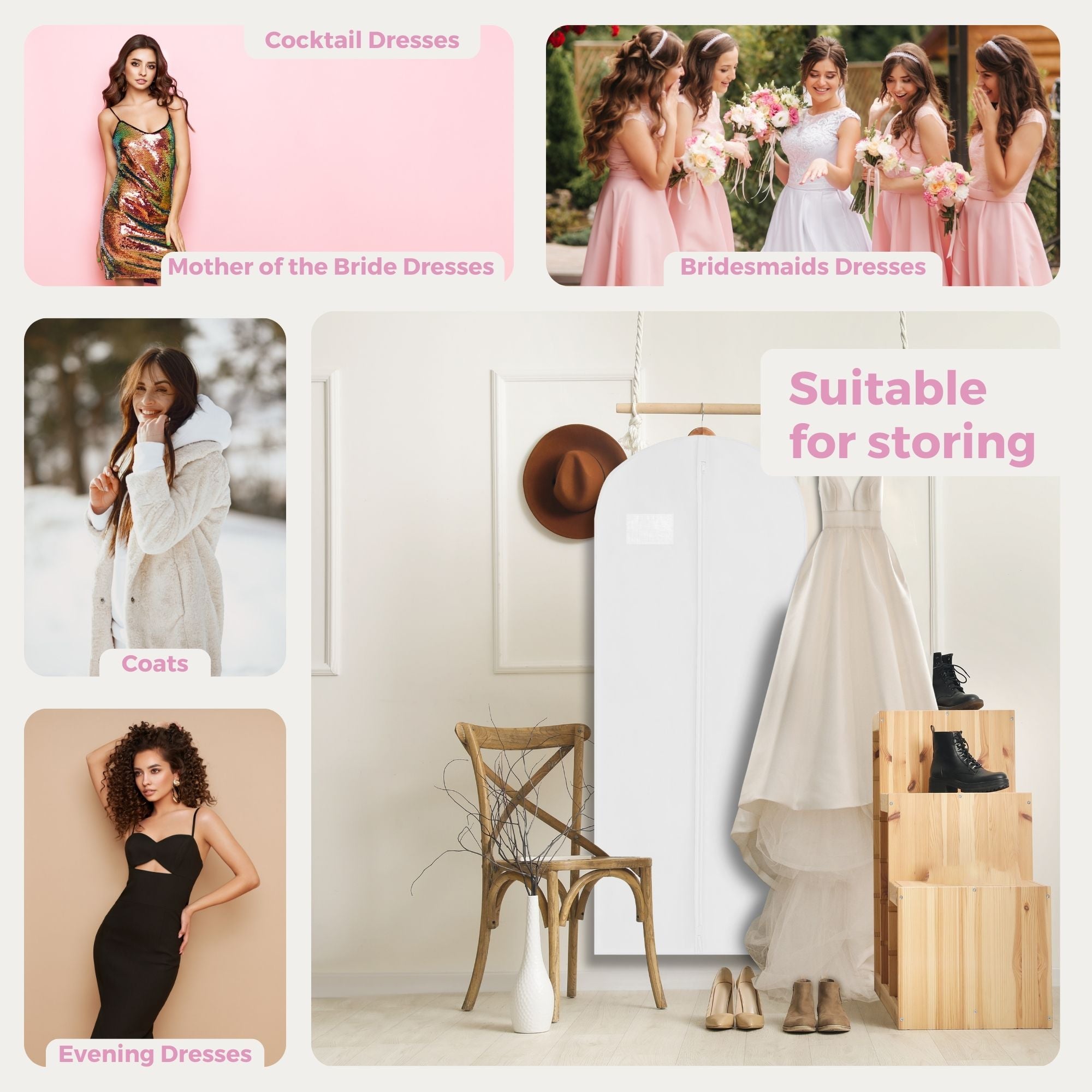 Sustainable Bridesmaid Dress Bag - Eco-Friendly Gown Storage Cover Made from Recycled Plastic Bottles