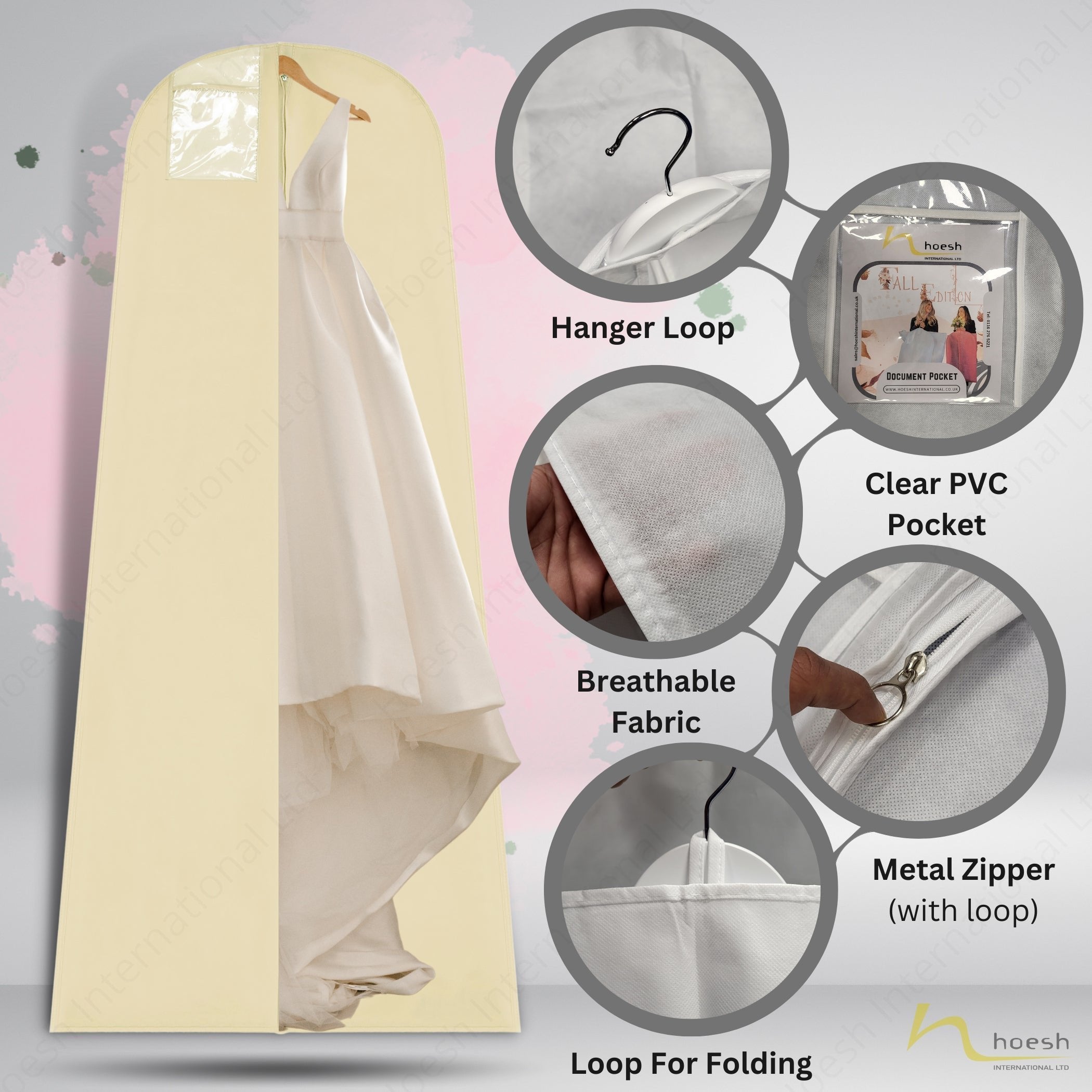 Wedding Dress Cover, 10” Full Gusset Breathable - Hoesh International Ltd