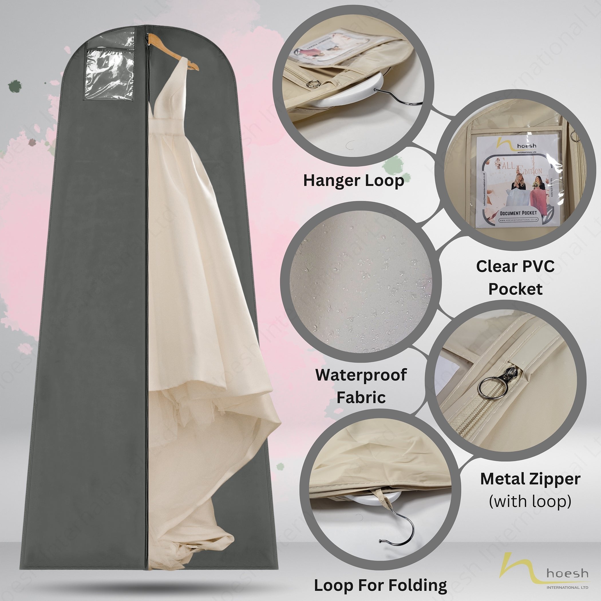 8” Tapered Gusset Bridal Wedding Gown Dress Covers - Hoesh International Ltd