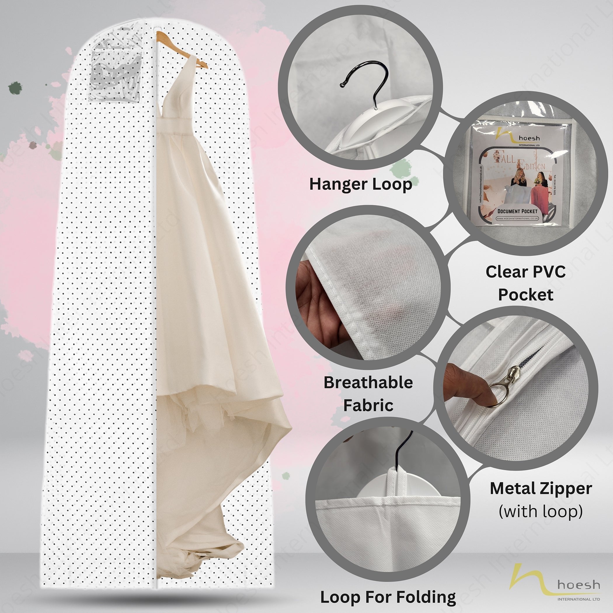 8” Tapered Gusset Bridal Wedding Gown Dress Covers - Hoesh International Ltd