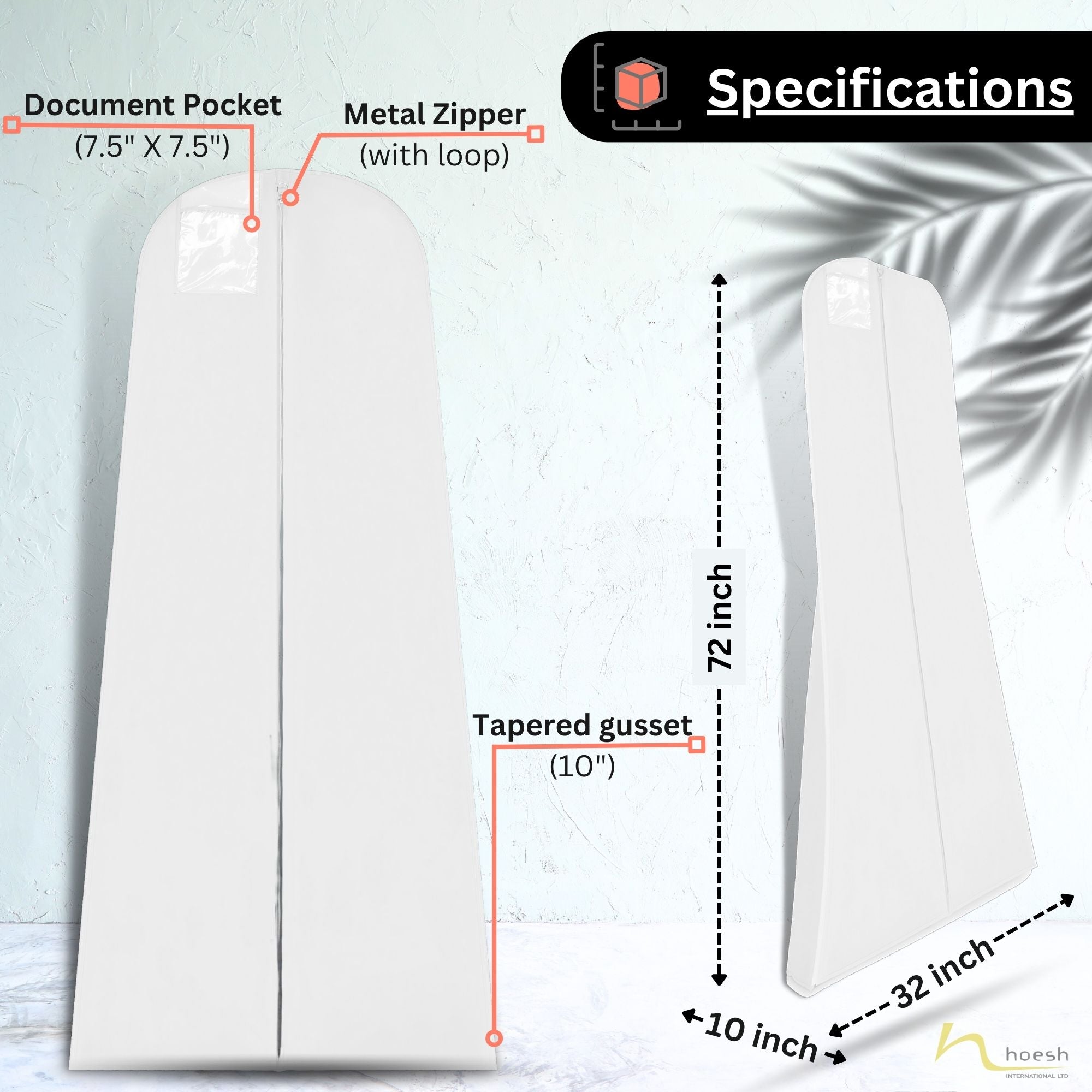 10” Tapered Gusset Bridal Wedding Gown Dress Covers