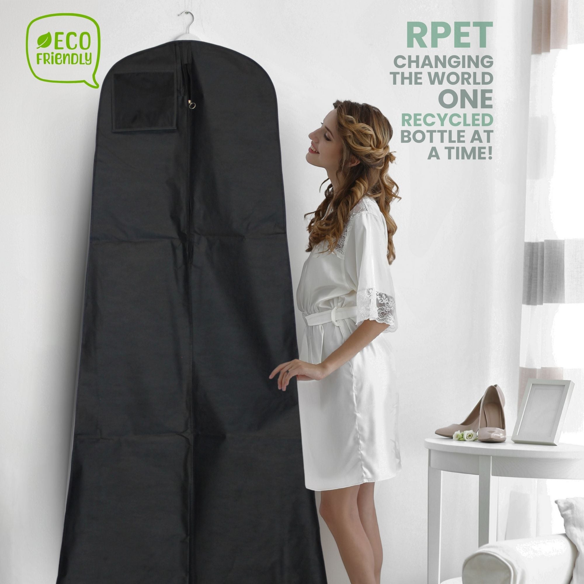 Eco-Friendly Bridal Dress Cover | 22" x 32" x 72" | Sustainable Garment Bag for Wedding Gowns & Formal Wear | Durable, Breathable Protection | Recycled Materials