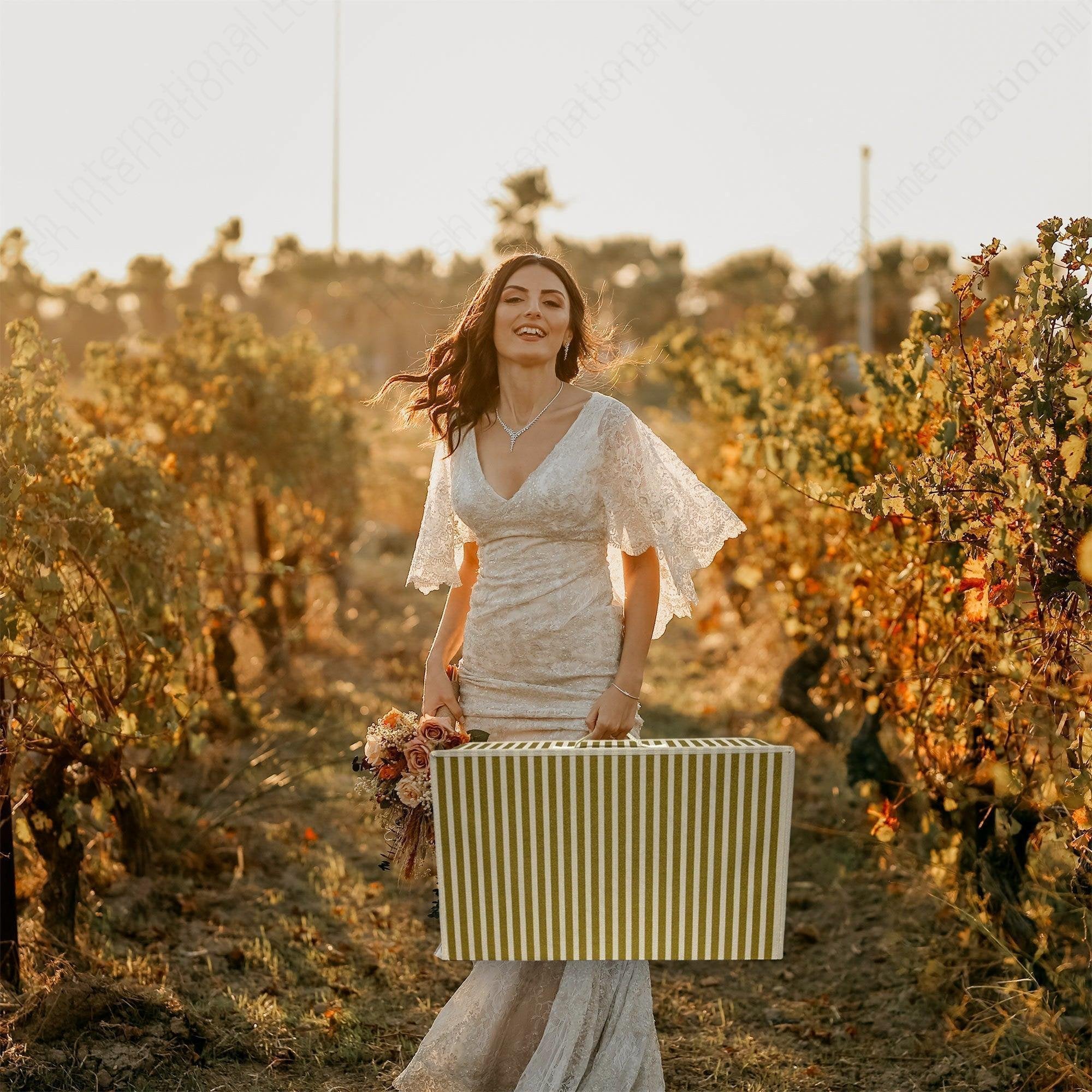 Gold Stripe Wedding Dress Travel Storage Box - Hoesh International Ltd