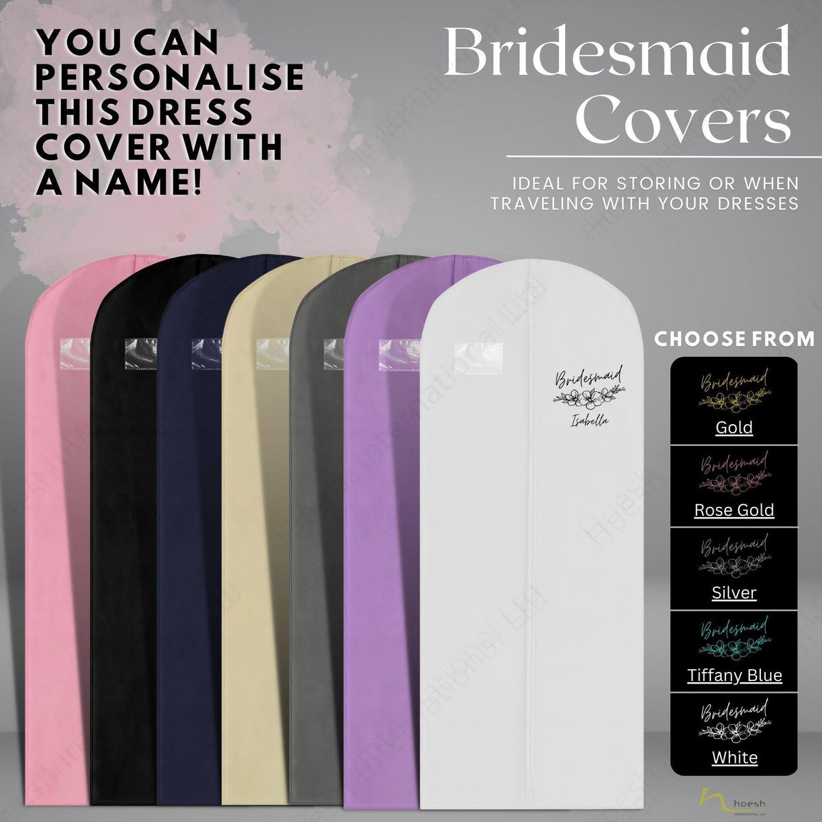 bridesmaid dress cover bags Personalised Breathable / Chief Bridesmaid Garment Bag Men's Striped Shirt Outfit blue mini dress Color:Navy Blue/ Blush The Ultimate Finishing Touch