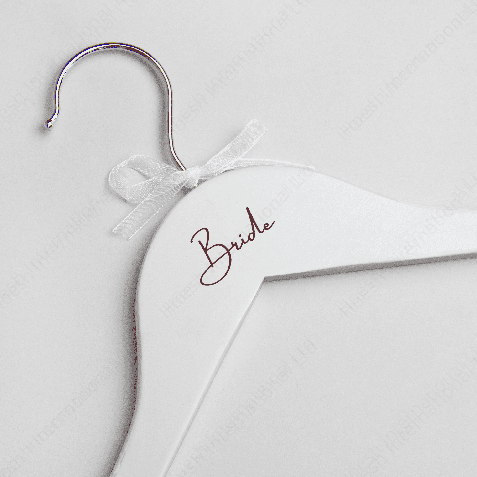 Personalised White Wooden Hanger Printed with BRIDE / BRIDESMAID - Hoesh International Ltd