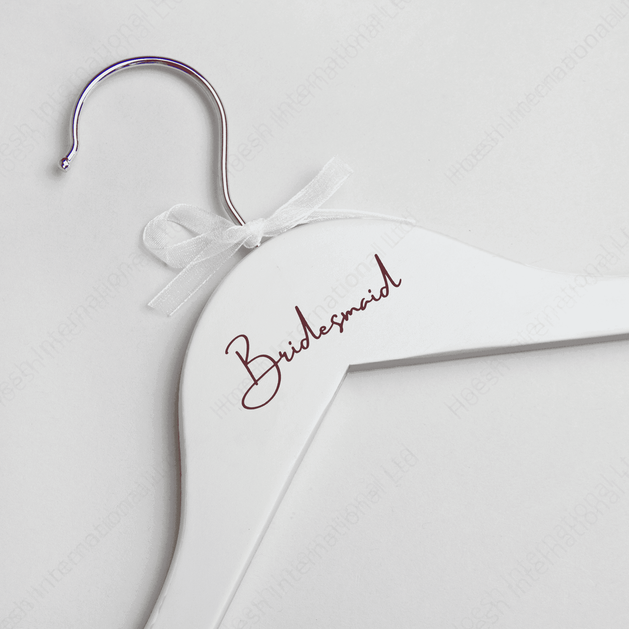 Personalised White Wooden Hanger Printed with BRIDE / BRIDESMAID - Hoesh International Ltd