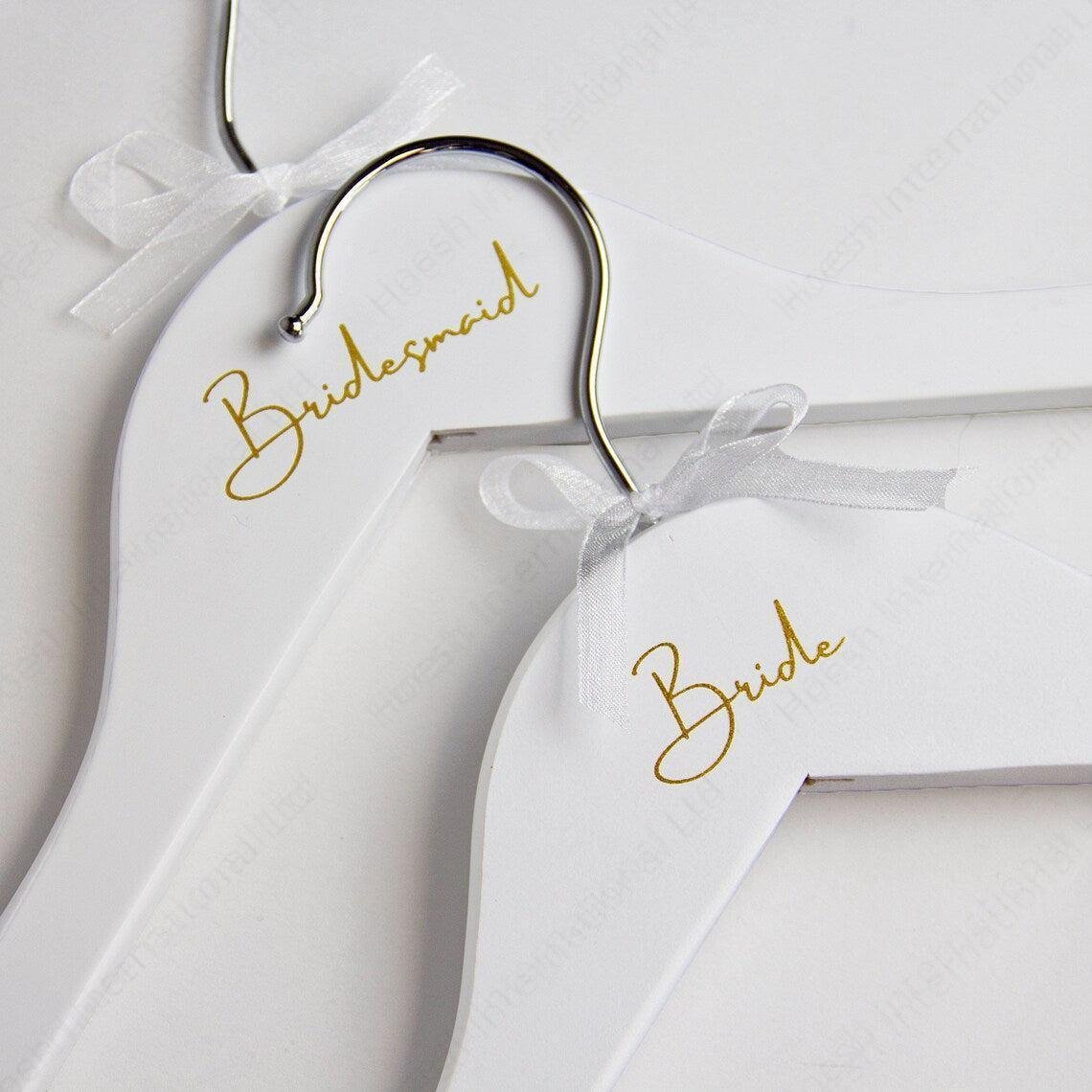 Personalised White Wooden Hanger Printed with BRIDE / BRIDESMAID - Hoesh International Ltd