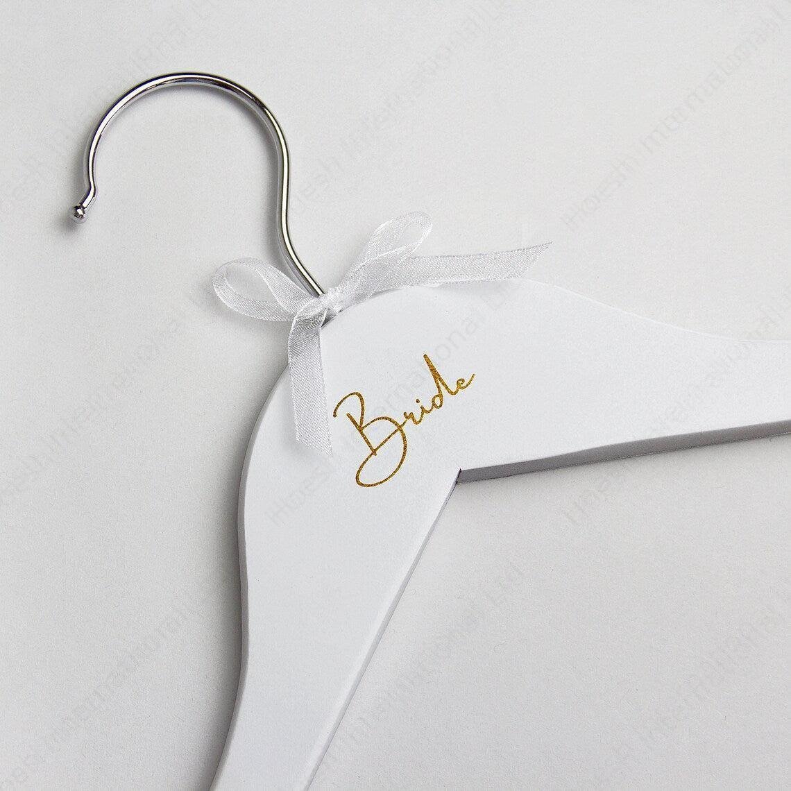 Personalised White Wooden Hanger Printed with BRIDE / BRIDESMAID - Hoesh International Ltd