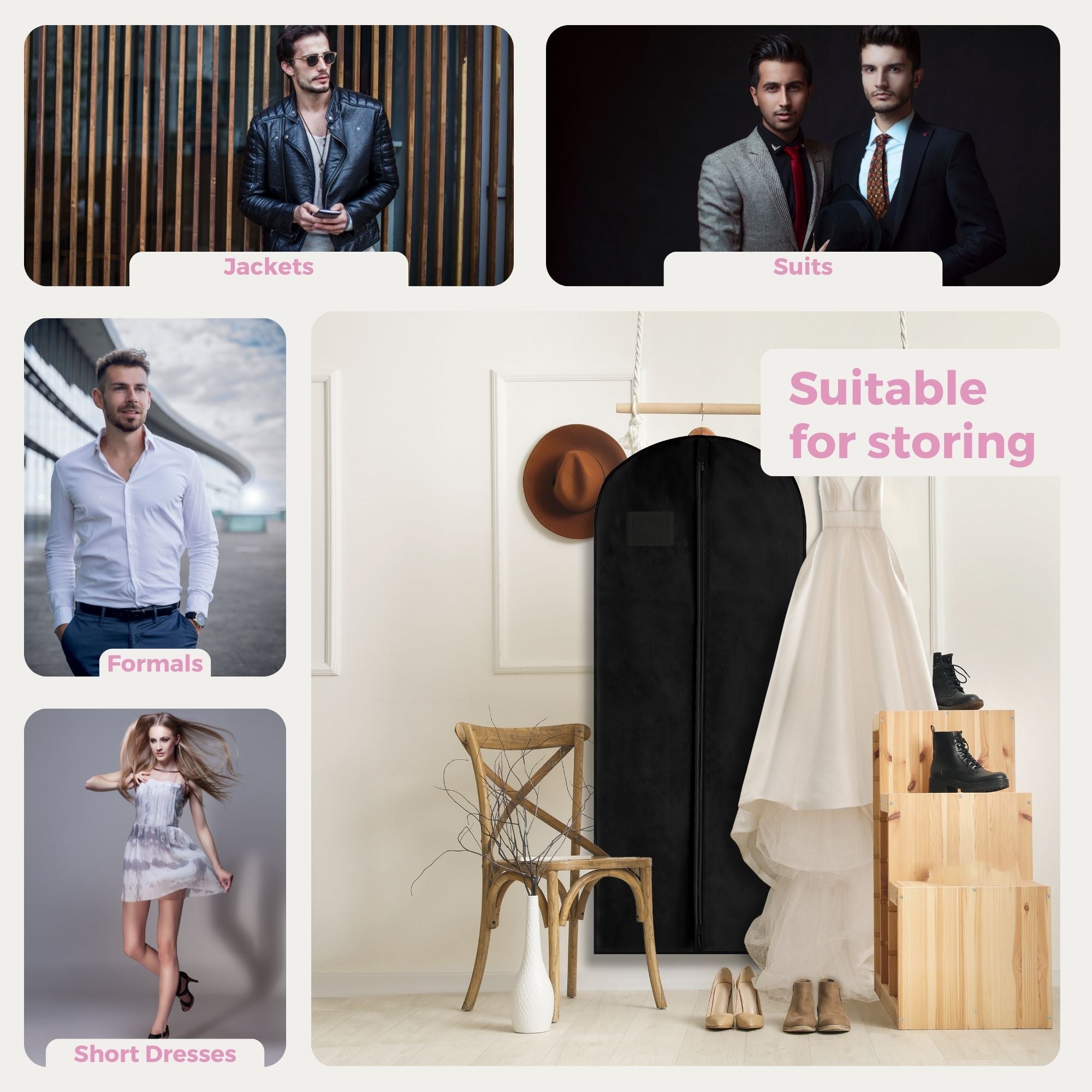 Eco-Friendly Suit Cover 40" & 54" | Sustainable Garment Bag for Men's Suits, Shirts & Formal Wear | Durable, Breathable Protection | Recycled Materials