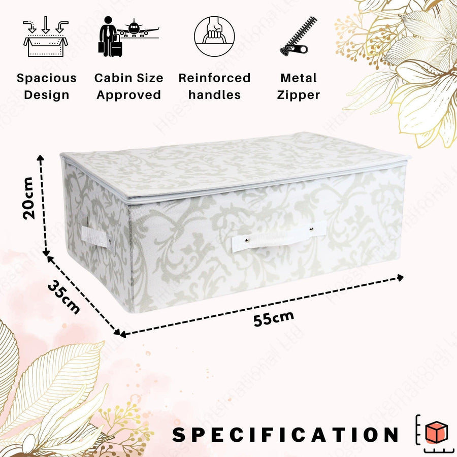 HOESH UK White Floral Wedding Dress Travel Storage Box With Internal P