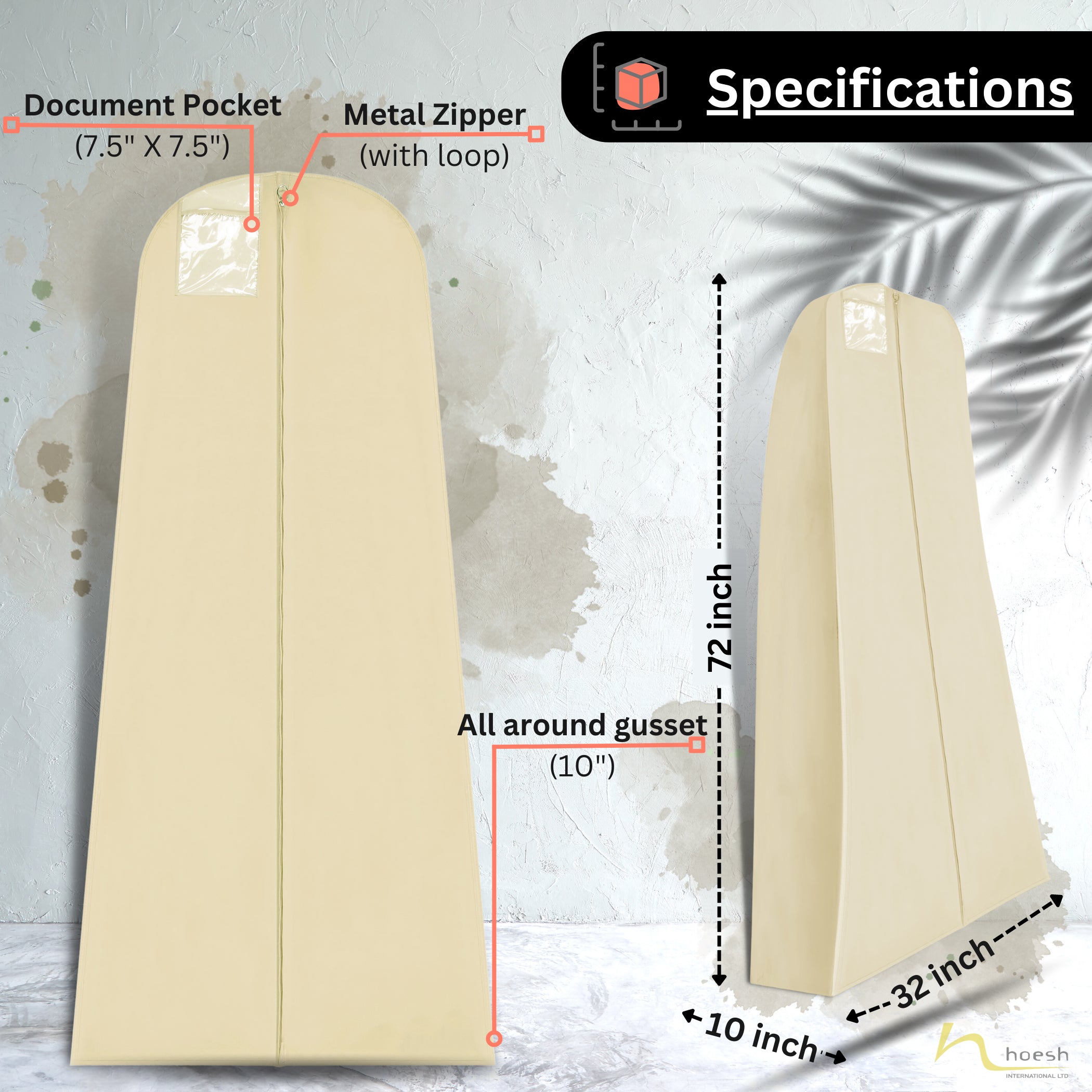 10” Tapered Gusset Cream Bridal Wedding Gown Dress Covers