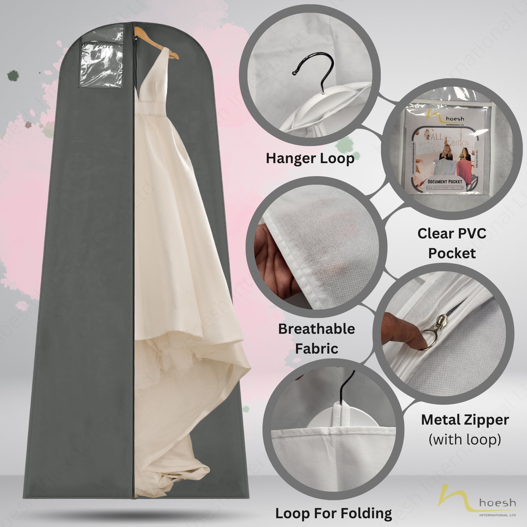 8” Tapered Gusset Bridal Wedding Gown Dress Covers - Hoesh International Ltd