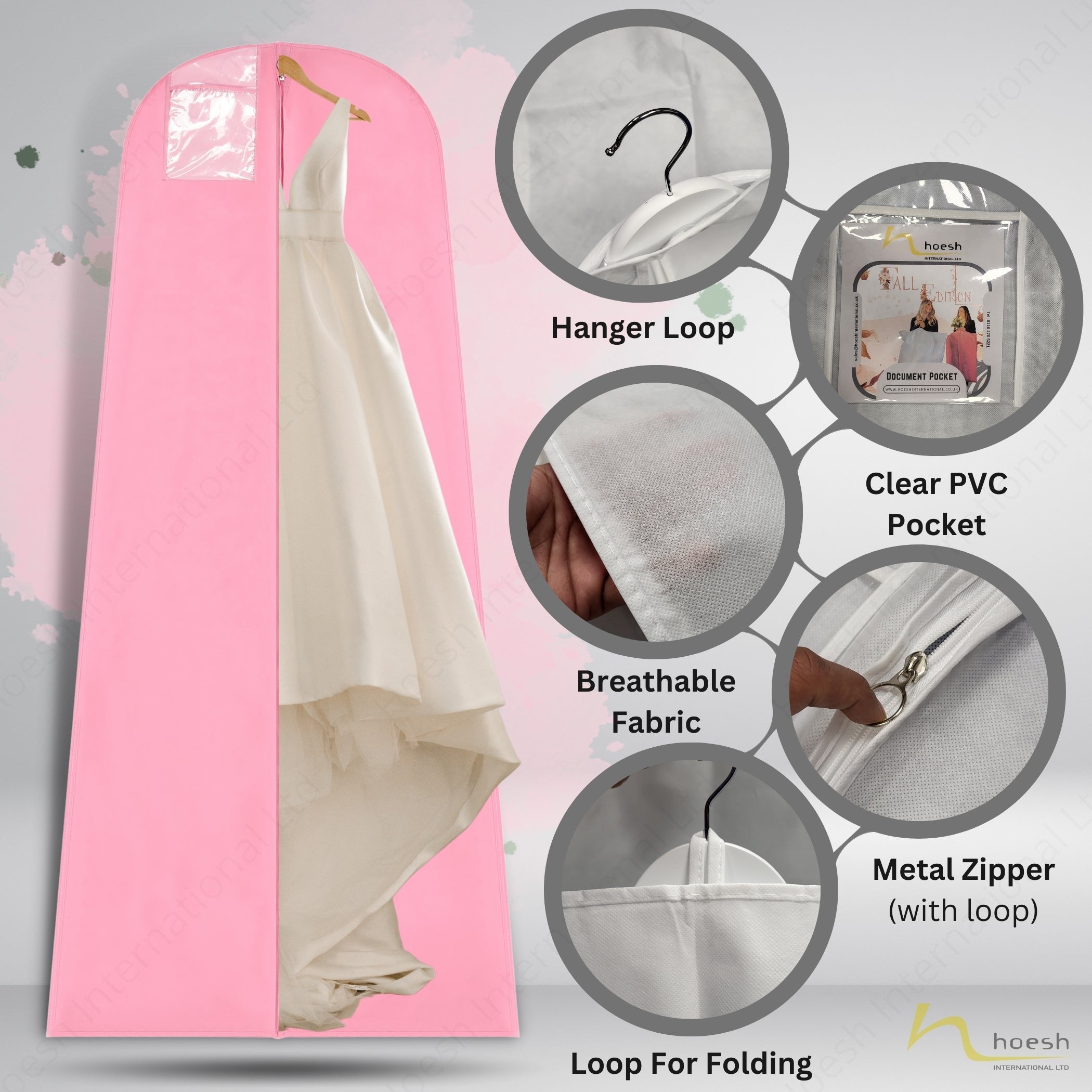 Wedding Dress Cover, 10” Full Gusset Breathable - Hoesh International Ltd