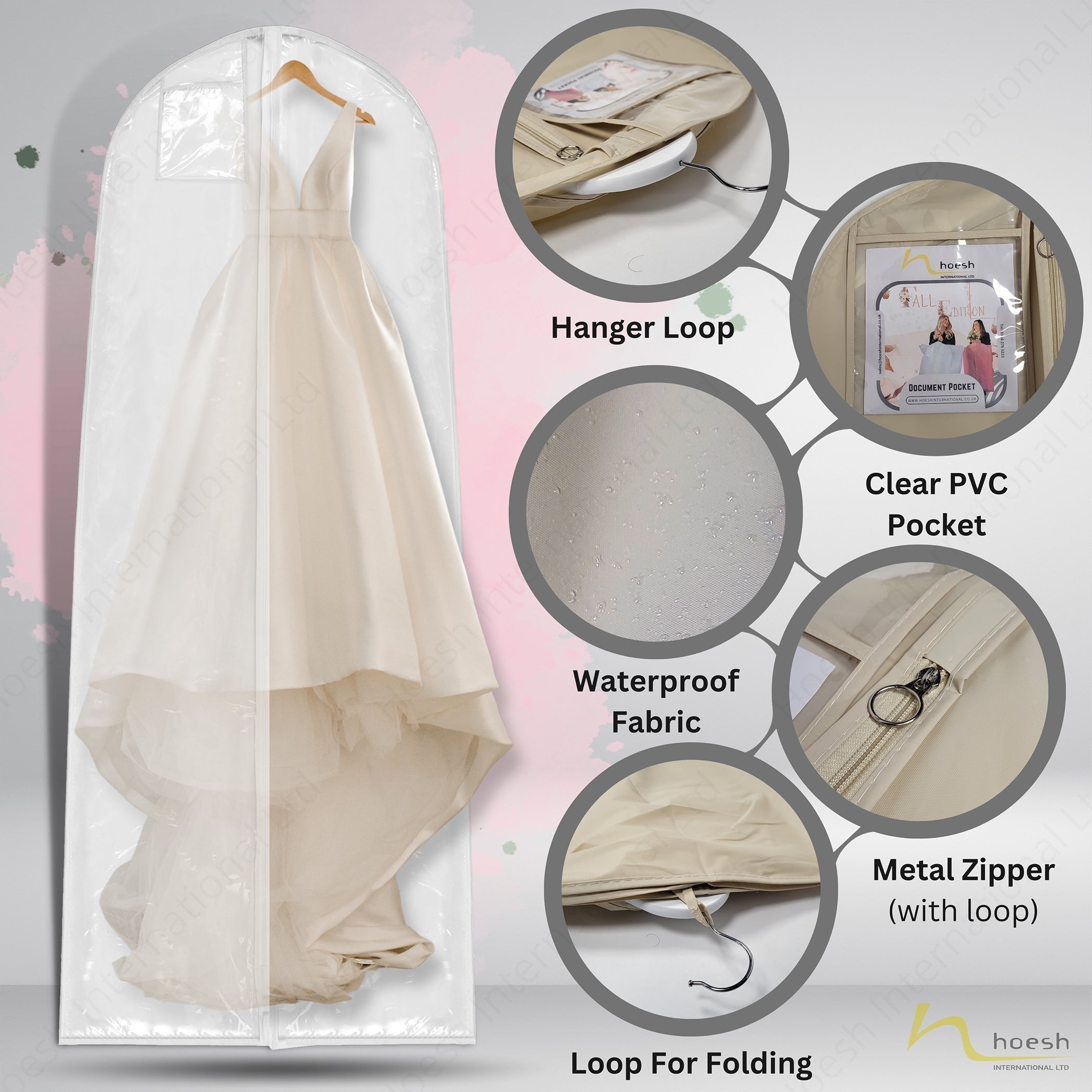 Wedding Dress Cover, 10” Full Gusset Breathable - Hoesh International Ltd