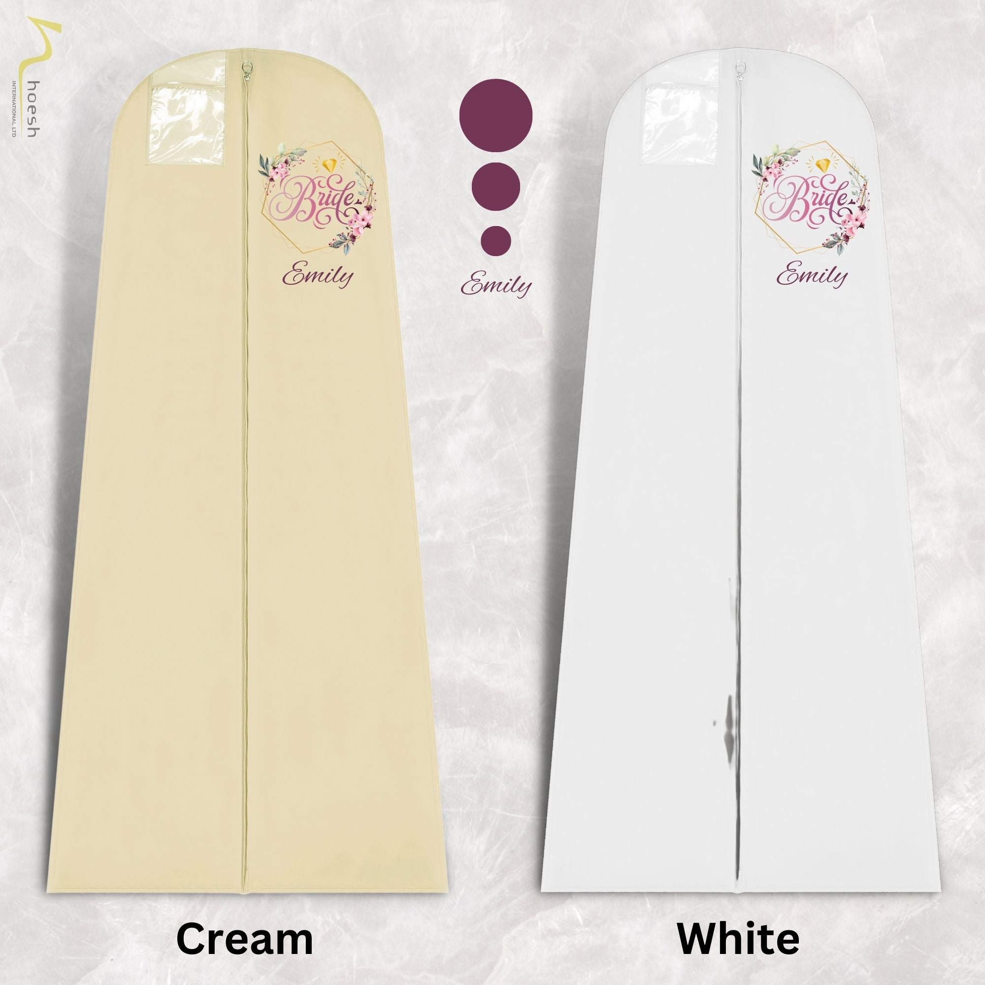 Hoesh UK Bridal Gown Garment Bag - Printed Wedding Dress Bag | Long Dress Covers for Bride