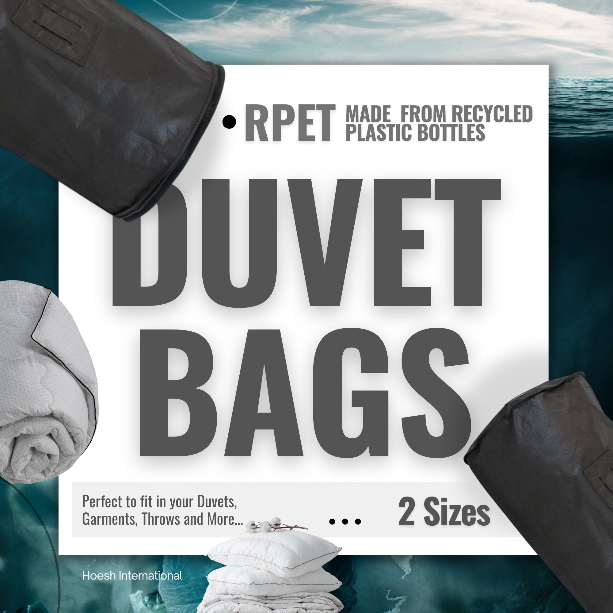 Large & Small Duvet Storage Bags | Sustainable RPET Material | Mold-Resistant Comforter Protector | Reusable Bedding Organizer with Handle