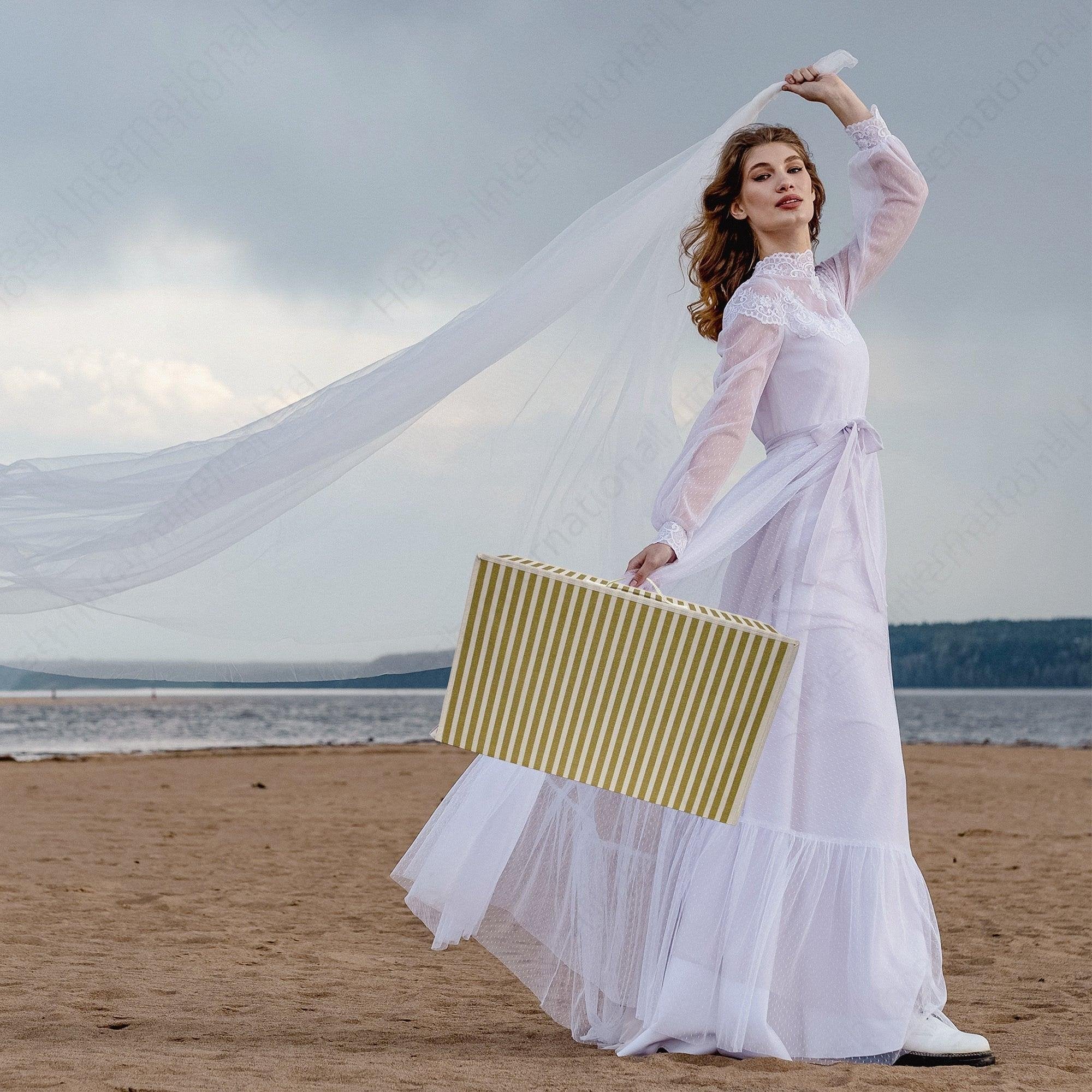 Gold Stripe Wedding Dress Travel Storage Box - Hoesh International Ltd