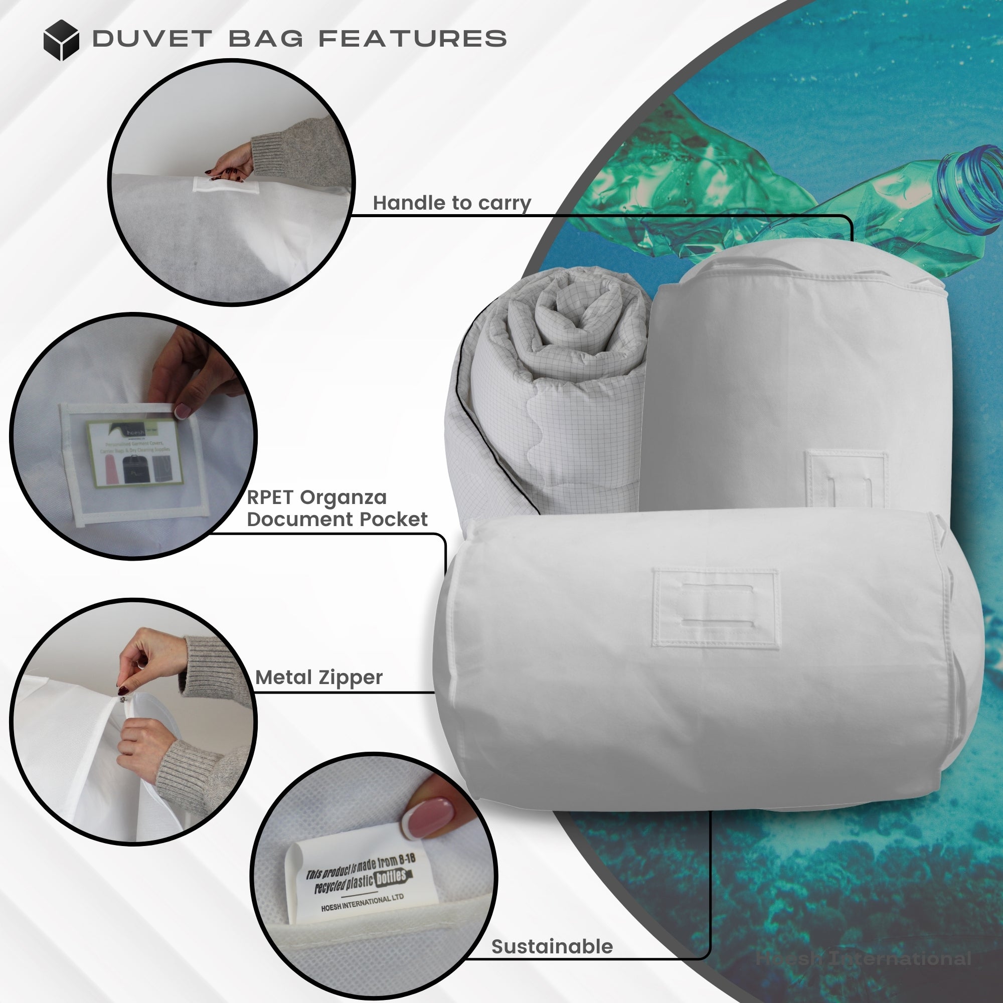 Large & Small Duvet Storage Bags | Sustainable RPET Material | Mold-Resistant Comforter Protector | Reusable Bedding Organizer with Handle