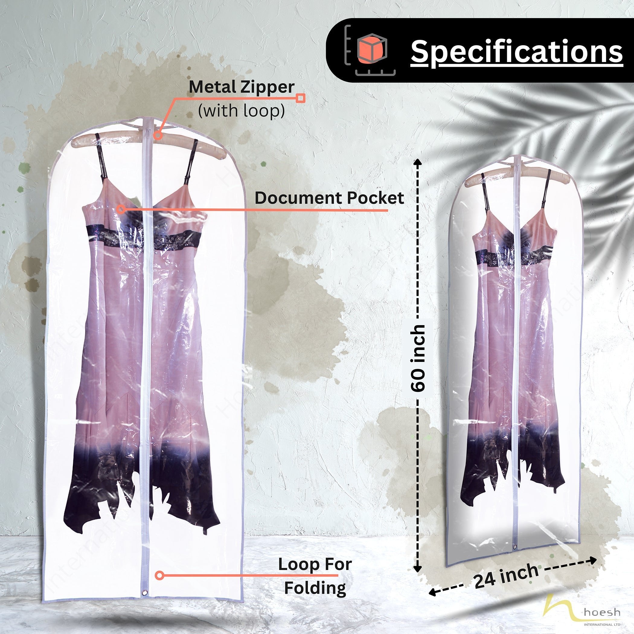 60” Waterproof / Breathable Bridesmaid Dress Cover - Hoesh International Ltd