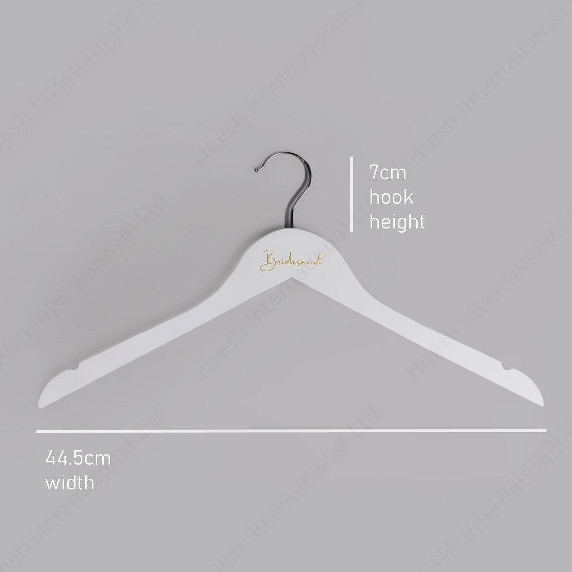 Personalised White Wooden Hanger Printed with BRIDE / BRIDESMAID - Hoesh International Ltd