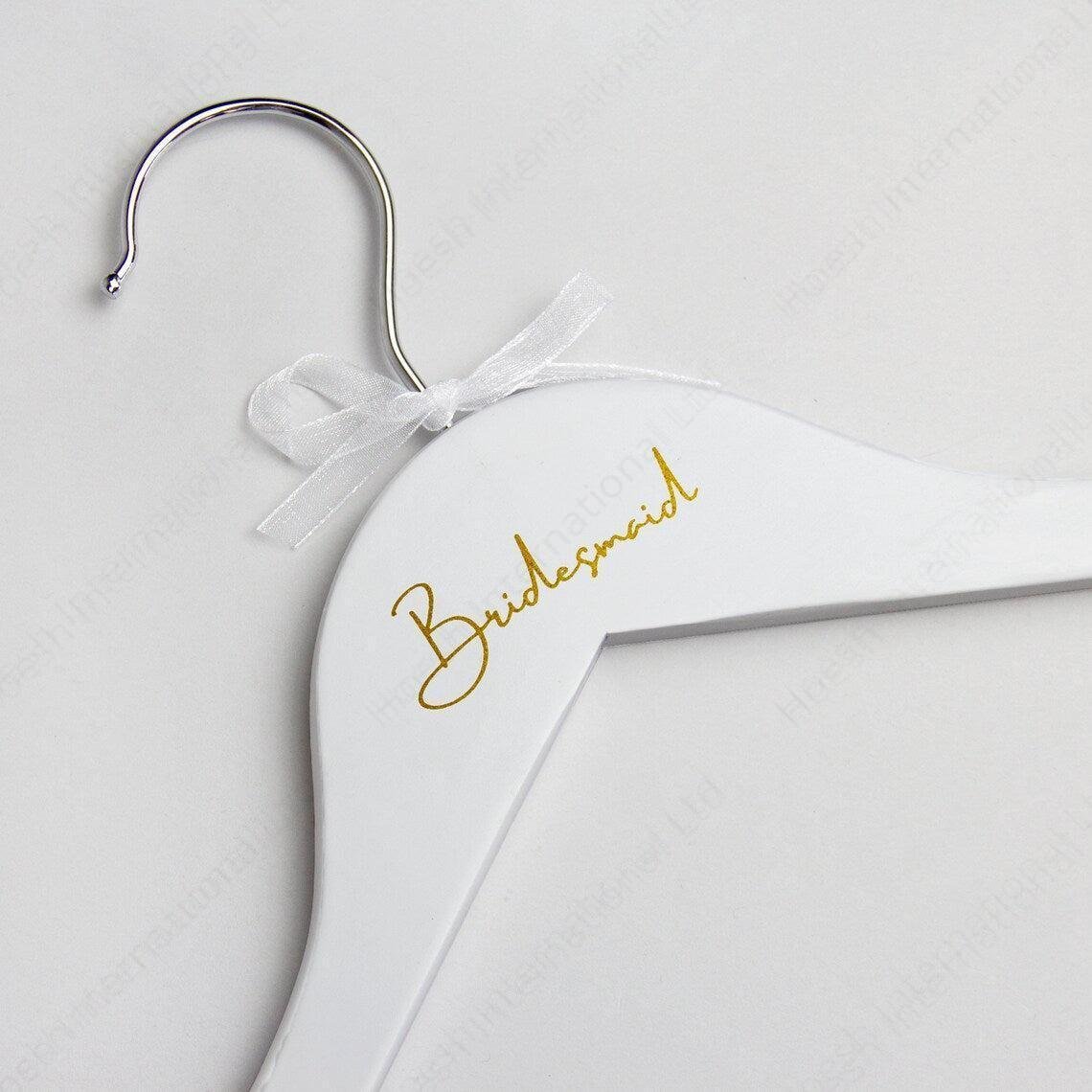 Personalised White Wooden Hanger Printed with BRIDE / BRIDESMAID - Hoesh International Ltd